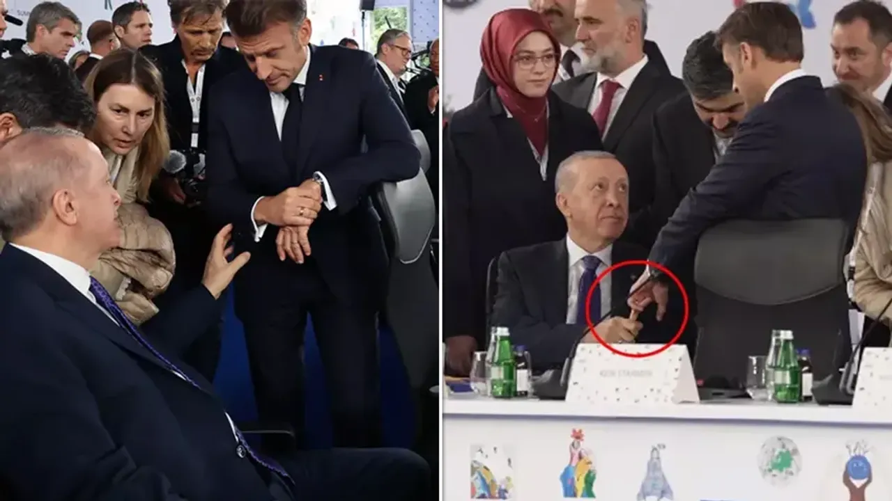 Tiran Zirvesi'ne damga vurdu! Erdoğan ile Macron arasında ilginç el sıkışma  anı - "UHA"