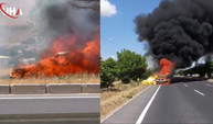Güney Çevre Yolu'nda Korkutan Araç Yangını