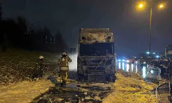 TEM Otoyolu'nda tır alev alev yandı