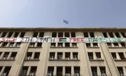 Yunanistan'dan Gazze'ye destek! Bakanlık binasına Filistin bayrağı astı