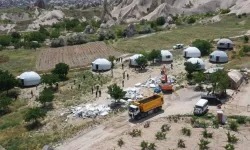 Kapadokya'da kaçak inşa edilen konaklama tesisi yıkıldı