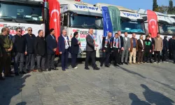 Kocaeli'den Gazze'ye 10 yardım tırı düzenlenen törenin ardından yola çıktı