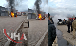 Gümüşhane’de Alev Alan Otomobil İtfaiye Tarafından Söndürüldü