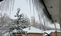 Van Başkale’de Soğuk Hava Etkili Buz Sarkıtları 2 Metreyi Buldu