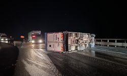 Bursa’da Meydana Gelen Kazada Kamyon Devrildi, Şoför Yaralandı