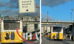 İstanbul Beykoz’da Otobüsün Arkasında Tehlikeli Yolculuk