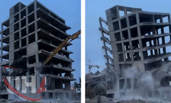 Gaziantep’te 8 Katlı Ağır Hasarlı Bina Yıkıldı
