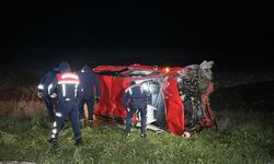 Edirne’de kaza: Takla atan araçtaki 2 kişi yaralandı