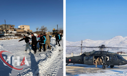 Batman’da Kardan Kapalı Köydeki Hasta Helikopterle Kurtarıldı