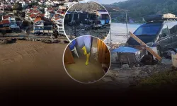 İzmir Foça’da dereler taştı, yağış denizi etkiledi