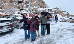 Kapadokya’da Kar Manzarası Kartpostalları Aratmadı