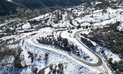 Küre Dağları Milli Parkı'nda karla oluşan kış manzarası görüntülendi