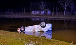 Su Kanalına Düşen Otomobilde 1 Ölü 1 Yaralı