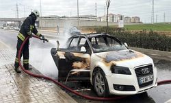 Çorlu'da Korku Dolu Anlar: Otomobil Seyir Halinde Yandı