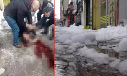 Erzurum'da Üzerine Buz Kütlesi Düşen Vatandaş Ağır Yaralandı