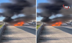 Kuzey Marmara Otoyolu’nda Seyir Halindeki Araç Yandı