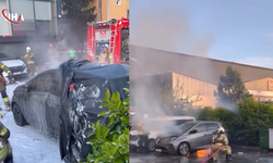 Beykoz'da Park Halindeki Elektrikli Otomobil Alevlere Teslim Oldu