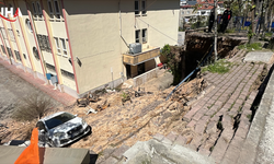 Çayırova’da Korkutan Çökme: İstinat Duvarı Devrildi, Araç Okul Bahçesine Uçtu