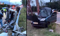 Mersin’de Aydınlatma Direğine Çarpan Araç İkiye Bölündü: 4 Yaralı