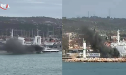 Çeşme Marina Açıklarında Motoryat Yangını