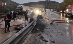 Bariyere Çarpan Otomobil Kül Oldu: Bir Kişi Yaşamını Yitirdi
