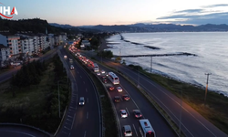Karadeniz Sahil Yolu'nda Bayram Dönüşü Yoğunluğu Başladı