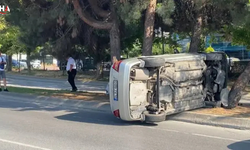 Ağaçlara Çarpan Otomobil Yan Yattı