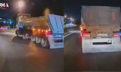 Esenyurt'ta Kontrolsüz Şerit Değiştiren 2 Hafriyat Kamyonu