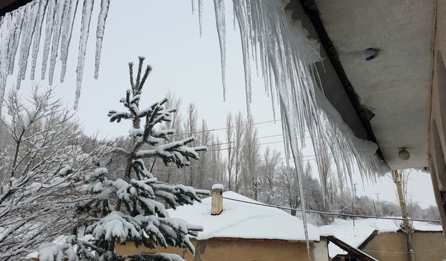 Van Başkale’de Soğuk Hava Etkili Buz Sarkıtları 2 Metreyi Buldu