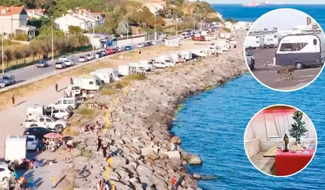 Sahilde Şok Manzara! Karavanlar Bölgeyi Bataklığa Çevirdi