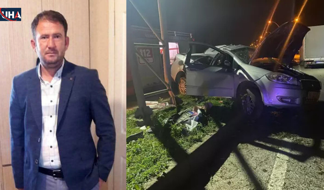 Otomobiliyle Yön Levhası Direğine Çarpan Muhtar Öldü