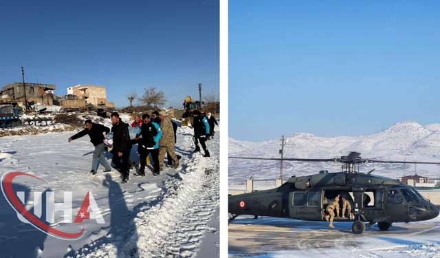 Batman’da Kardan Kapalı Köydeki Hasta Helikopterle Kurtarıldı