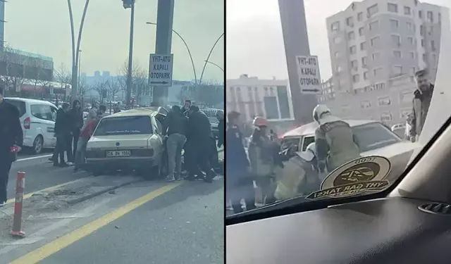 Ankara’da Direğe Çarpan Otomobilin Sürücüsü Yaralandı