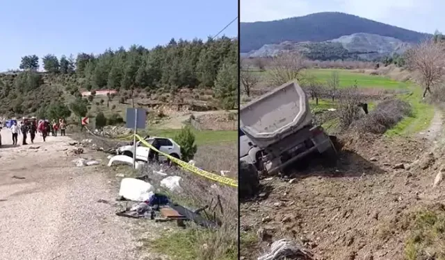 Hafriyat Kamyonu İle Çarpışan Otomobilde Eşi Öldü, Sürücü Yaralandı