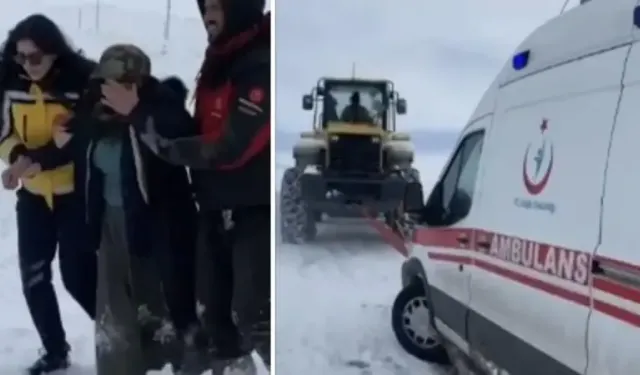 Yolu Kapalı Köyde Rahatsızlanan Kadın Hastaneye Ulaştırıldı