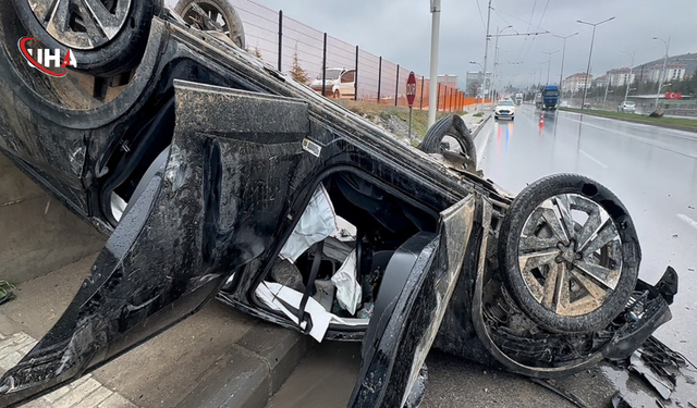 Malatya’da Korkutan Kaza: Karşı Şeride Geçip Takla Attı