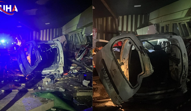Ordu’da Otomobilin İş Yerine Girdiği Anlar