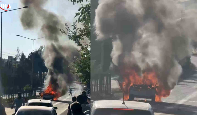 Adıyaman Gölbaşı Yolunda, Seyir Halindeki Araçta Yangın Çıktı