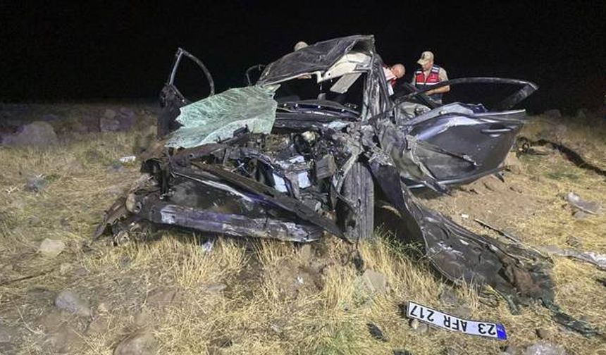 Elazığ’da otomobil yol kenarına devrildi: 2 ölü, 3 yaralı