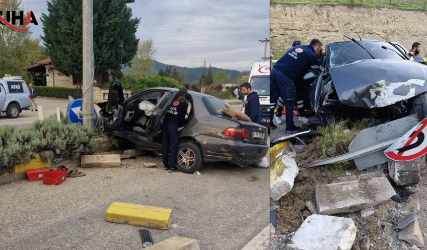 Karabük’te Katliam Gibi Kaza: Otomobil Refüje Ok Gibi Saplandı