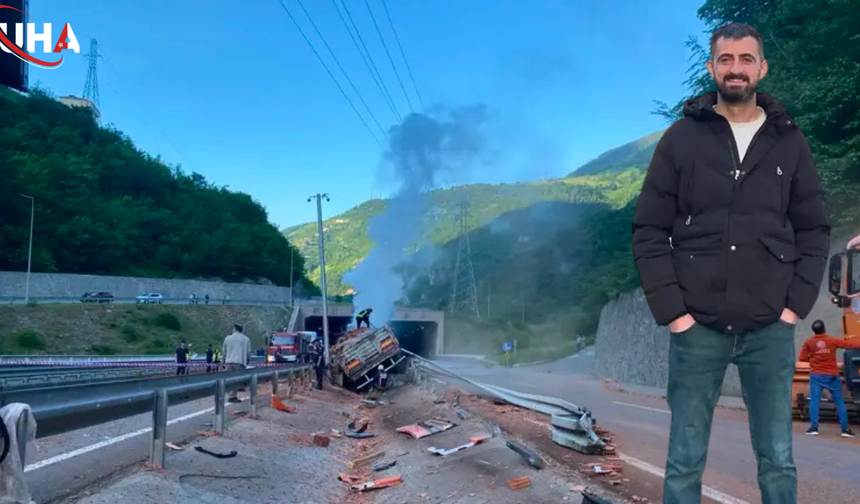 Trabzon'da Bariyerlere Çarpan Kamyon Yandı, Sürücü Hayatını Kaybetti