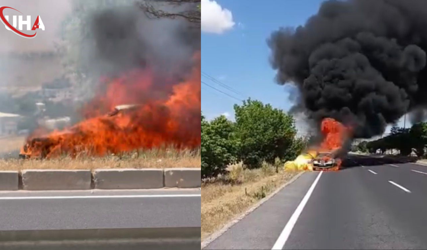 Güney Çevre Yolu'nda Korkutan Araç Yangını