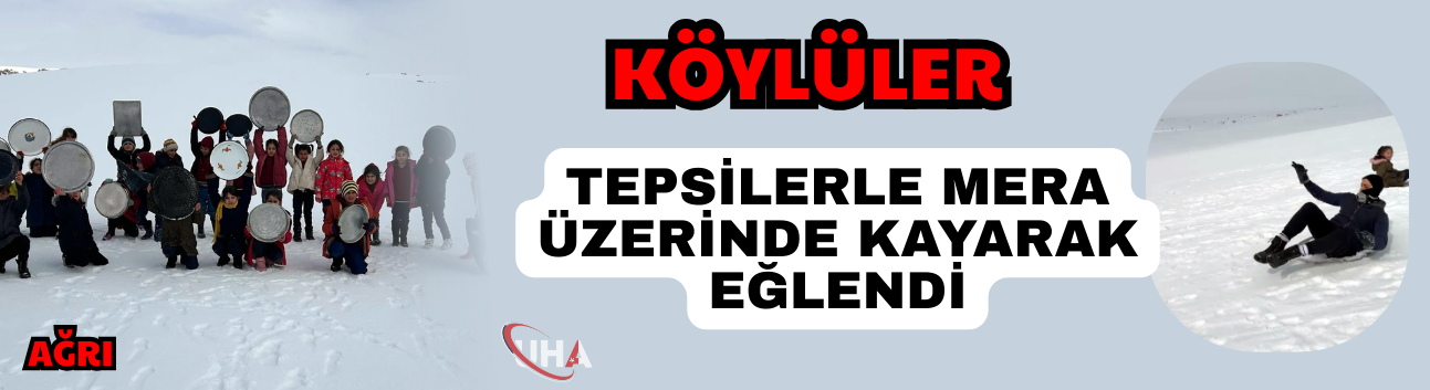 Köylüler Tepsilerle Mera Üzerinde Kayarak Eğlendi