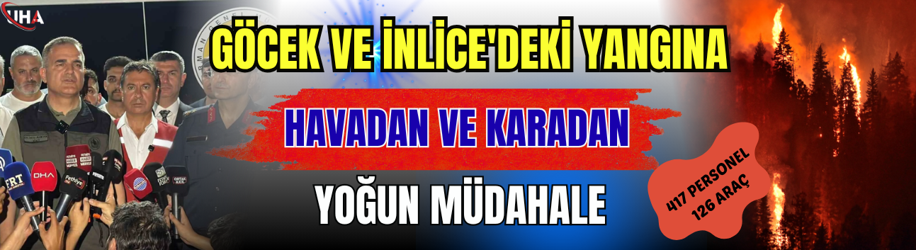 Göcek Ve İnlice'deki Yangına Havadan Ve Karadan Yoğun Müdahale