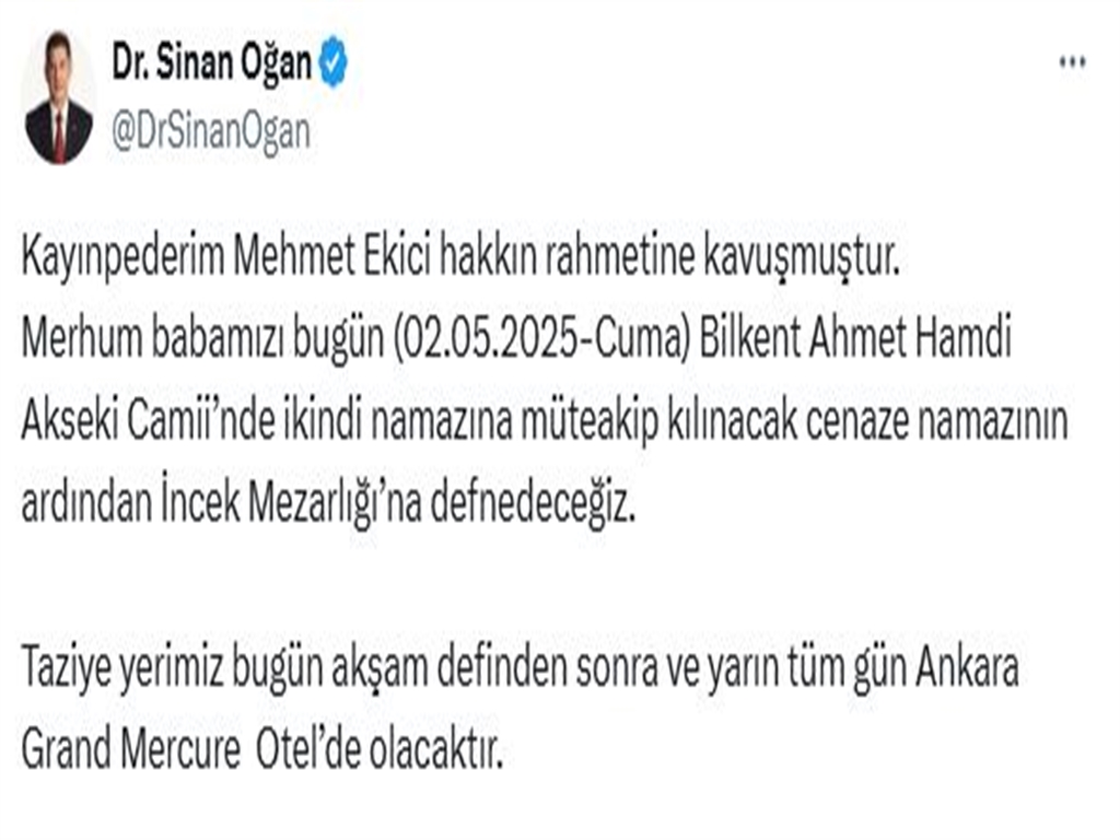Ankara Milletvekili Ekici, Hayatını Kaybetti