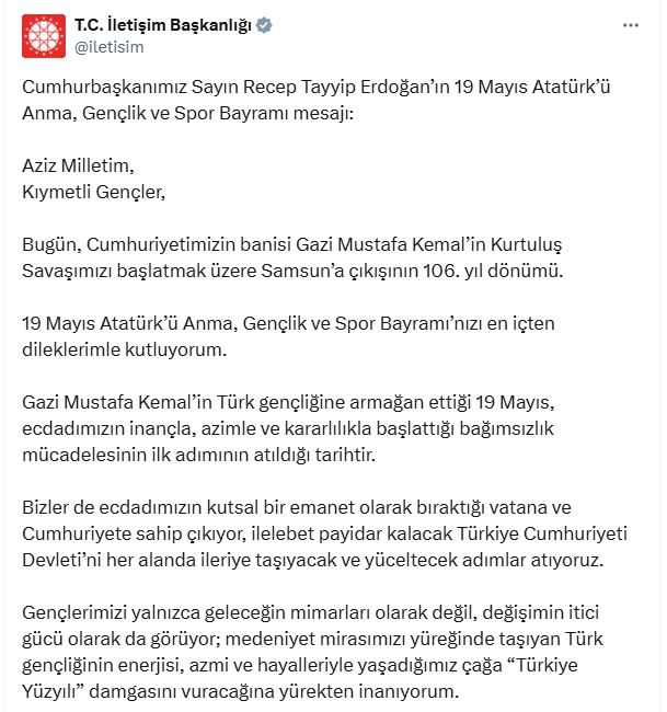 C U M H U R B A S K A N I E R D O G A N D A N 19 M A Y I S M E S 720287 212952