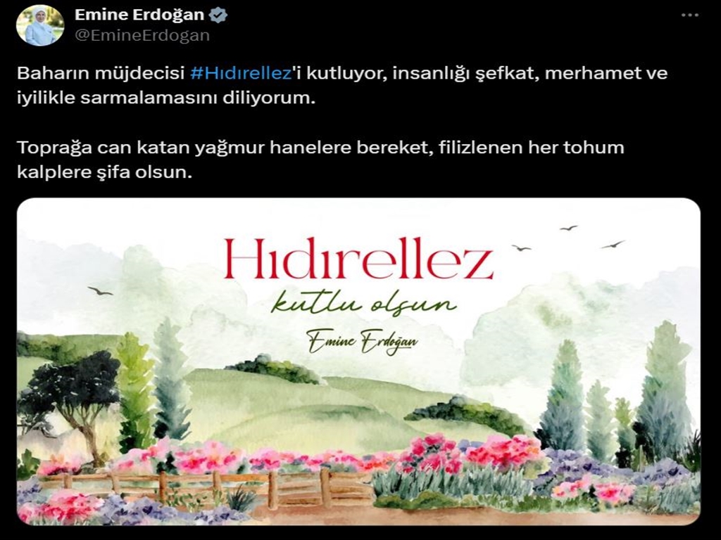 Emine Erdoğan'dan 'Hıdırellez' Paylaşımı
