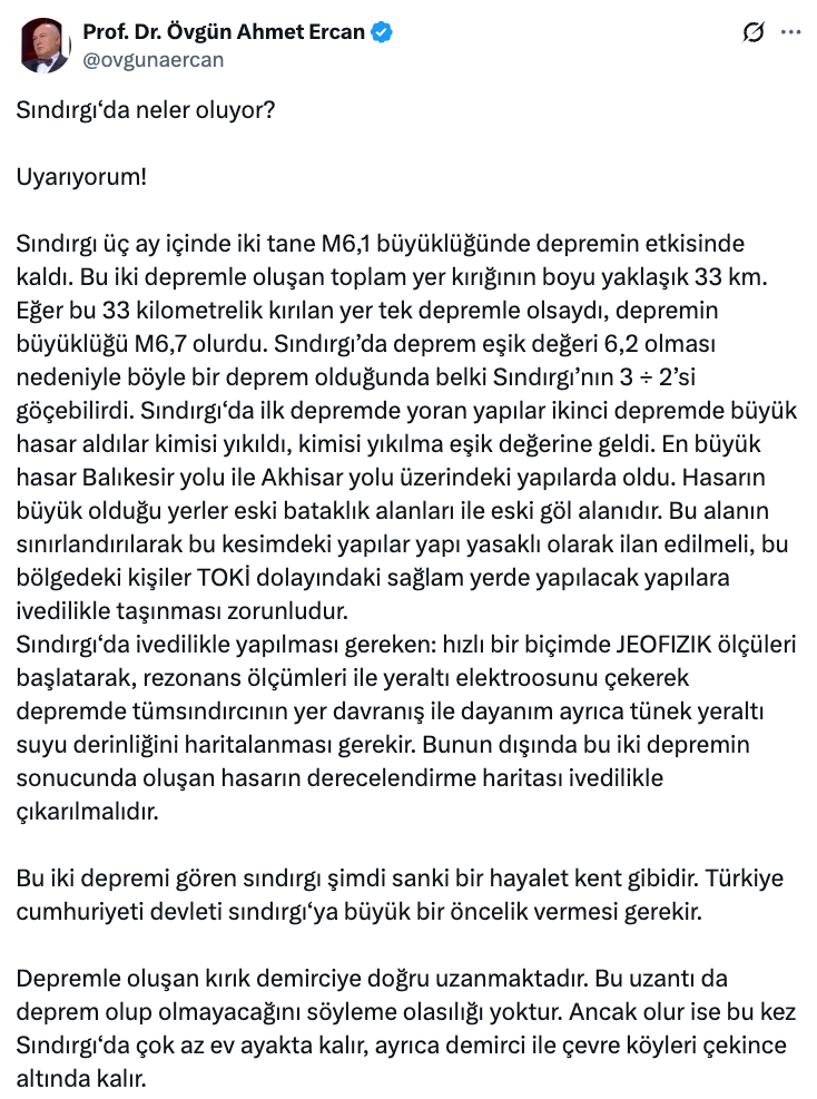 Ahmet Ercan Deprem Paylaşım