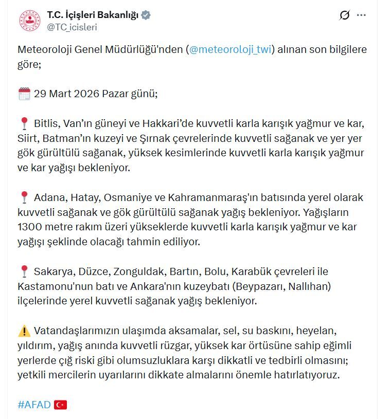 Icisleri Bakanligindan 18 Il Icin Kar Ve 1235056 367288 (1)