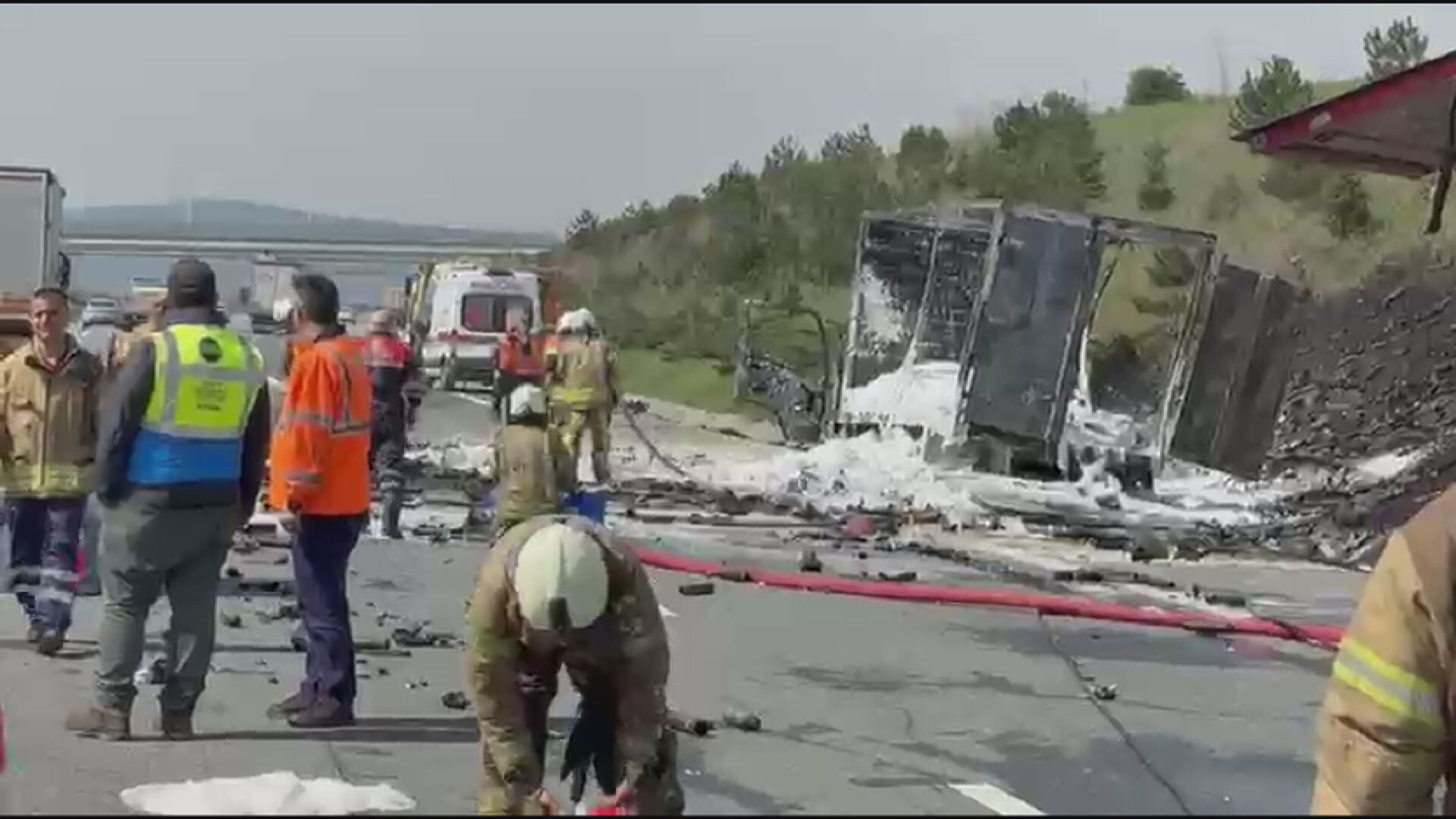 Çatalca'da Tir Yangını;